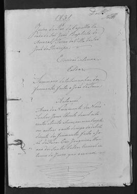 Casa da Suplicação do Brasil (1808-1833). Juízo de Paz da Villa de São João do Príncipe. Processo s/n° de Sumário de Testemunhas.